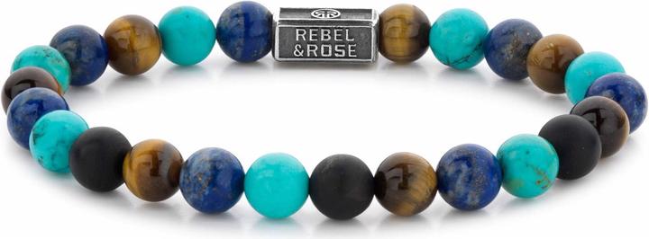 Produktbild Rebel & Rose Mix Türkis Armband (17.50 cm, Onyx, Tigerauge, Lapis Lazuli, Türkis, Edelstahl)