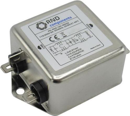 Actual product image RND Components EMI filter 6A 250VAC