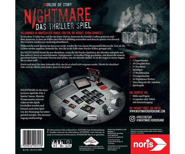 Immagine prodotto Noris Nightmare - Il gioco del thriller (Tedesco)