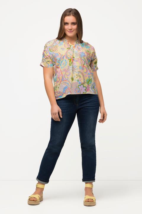 Produktbild Ulla Popken Bluse, floraler Druck, Oversized, V-Ausschnitt, Halbarm (50, 52)