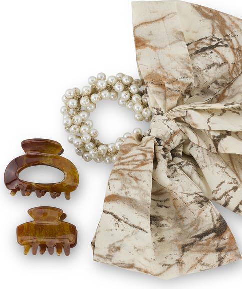 Immagine prodotto Trisa Capelli - Scrunchie e fermagli per capelli con perle, marrone (Elastico per capelli)