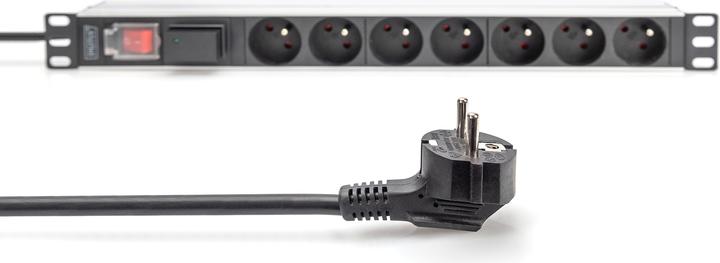 Actual product image Digitus Socket strip with aluminum profile and switch, 7-way CEE 7/5 sockets, 2 m cable with surge protectio (7x, CEE 7/5, 2 m)