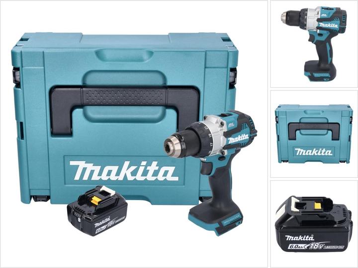 Produktbild Makita DHP 489 G1J Akku Schlagbohrschrauber 18 V 73 Nm Brushless + 1x Akku 6,0 Ah + Makpac - ohne