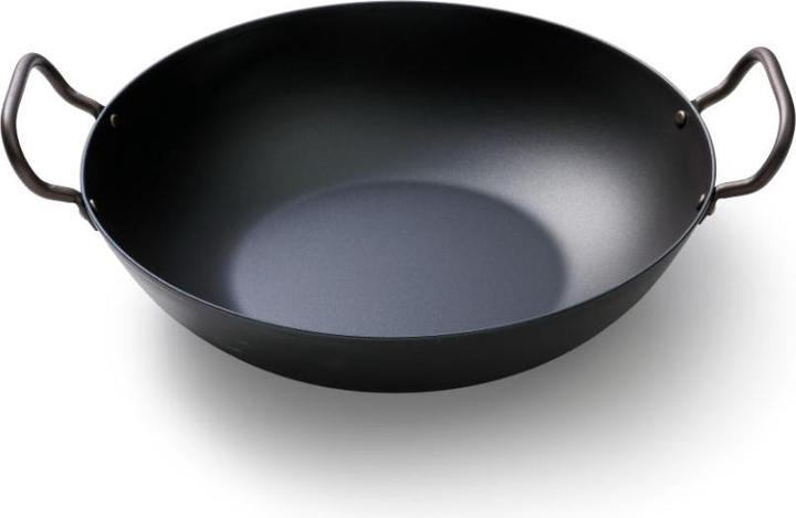 Skottsberg Wadjan Carbonstahl, 34 cm Durchmesser, 2 Griffe (Wok Pfanne, Carbonstahl, 34 x 9 cm)