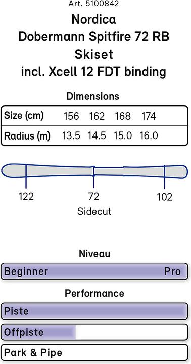 Produktbild Nordica Dobermann Spitfire 72 RB Ski Set 20/21 (168 cm, Mit Bindung)