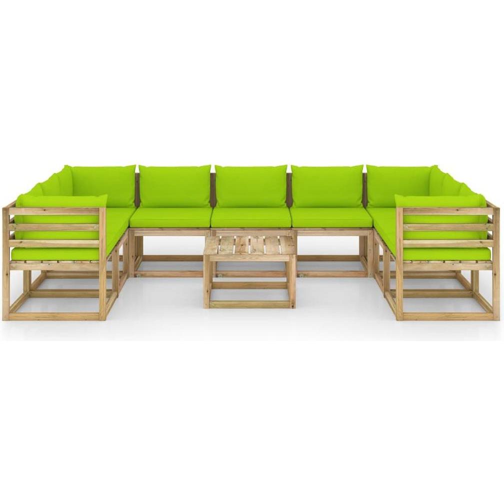 Thumbnail - VidaXL, Gartenlounge, 10-tlg. Garten-Lounge-Set mit Kissen Imprägniertes Kiefernholz