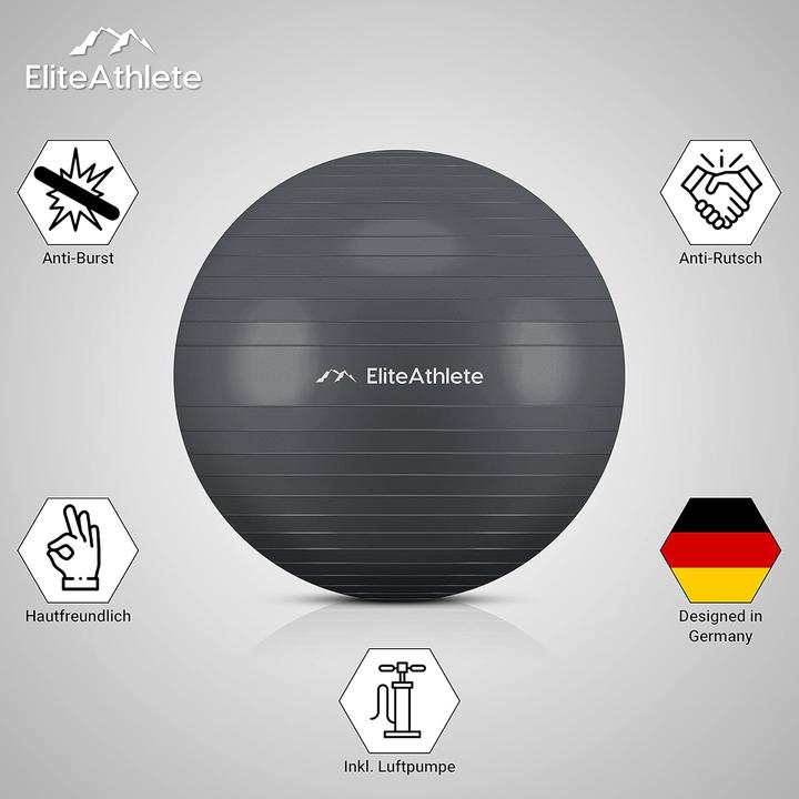 Immagine prodotto EliteAthlete Gymnastikball mit Luftpumpe (75 cm)