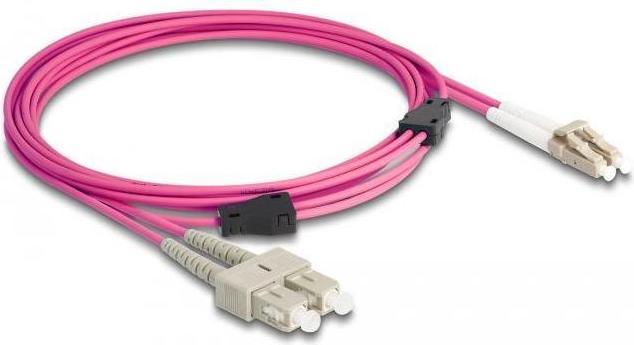 Image du produit Delock Câble à fibre optique avec armure métallique LC duplex à SC duplex multimode OM4 3 m (3 m)