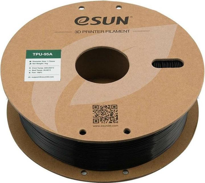 Produktbild eSUN eTPU-95A 1,75mm Black 1kg 3D Filament (TPU, 1.75 mm, 1000 g, Schwarz)