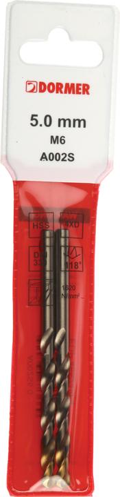 Produktbild Dormer HSS TIN COATED JOBBER DRILL 5.0mm (5 Millimeter)