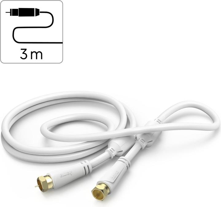Produktbild Hama SAT-Anschlusskabel, F-Stecker - F-Stecker, vergoldet, 3,0 m, 100 dB (100 dB, Antennenkabel)