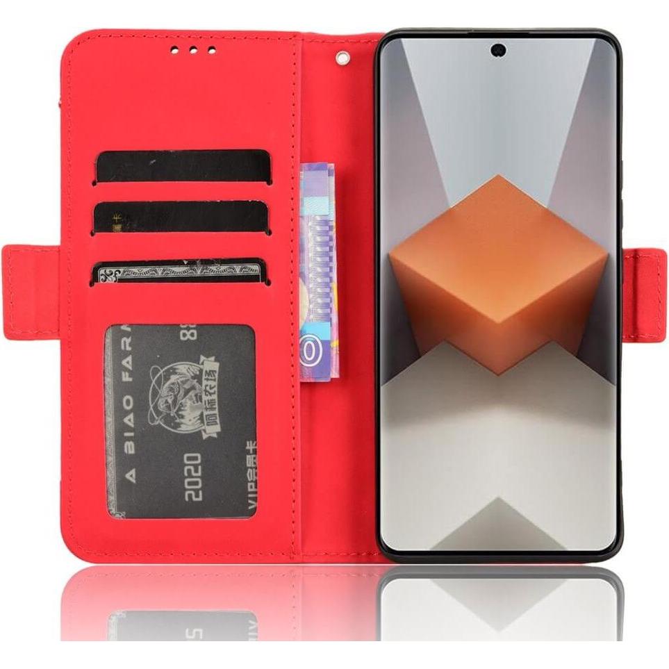 Thumbnail - Cover-Discount Xiaomi Redmi Note 13 Pro+ - Etui Kartenfächer rot (Xiaomi Redmi Note 13 Pro), Smartphone Hülle, Rot