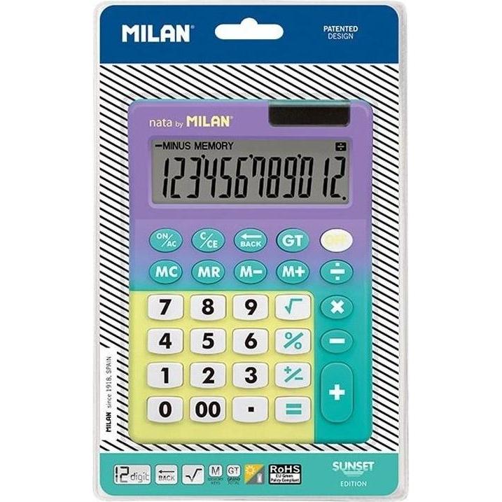 Milan, Zakrekenmachines, Grote Rekenmachine Zonsondergang Paars Blister (Batterijen)