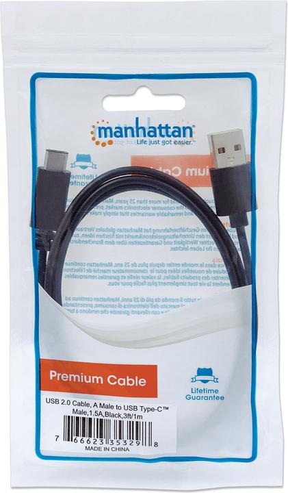 Produktbild Manhattan Hi-Speed USB C Anschlusskabel (1 m, USB 2.0)