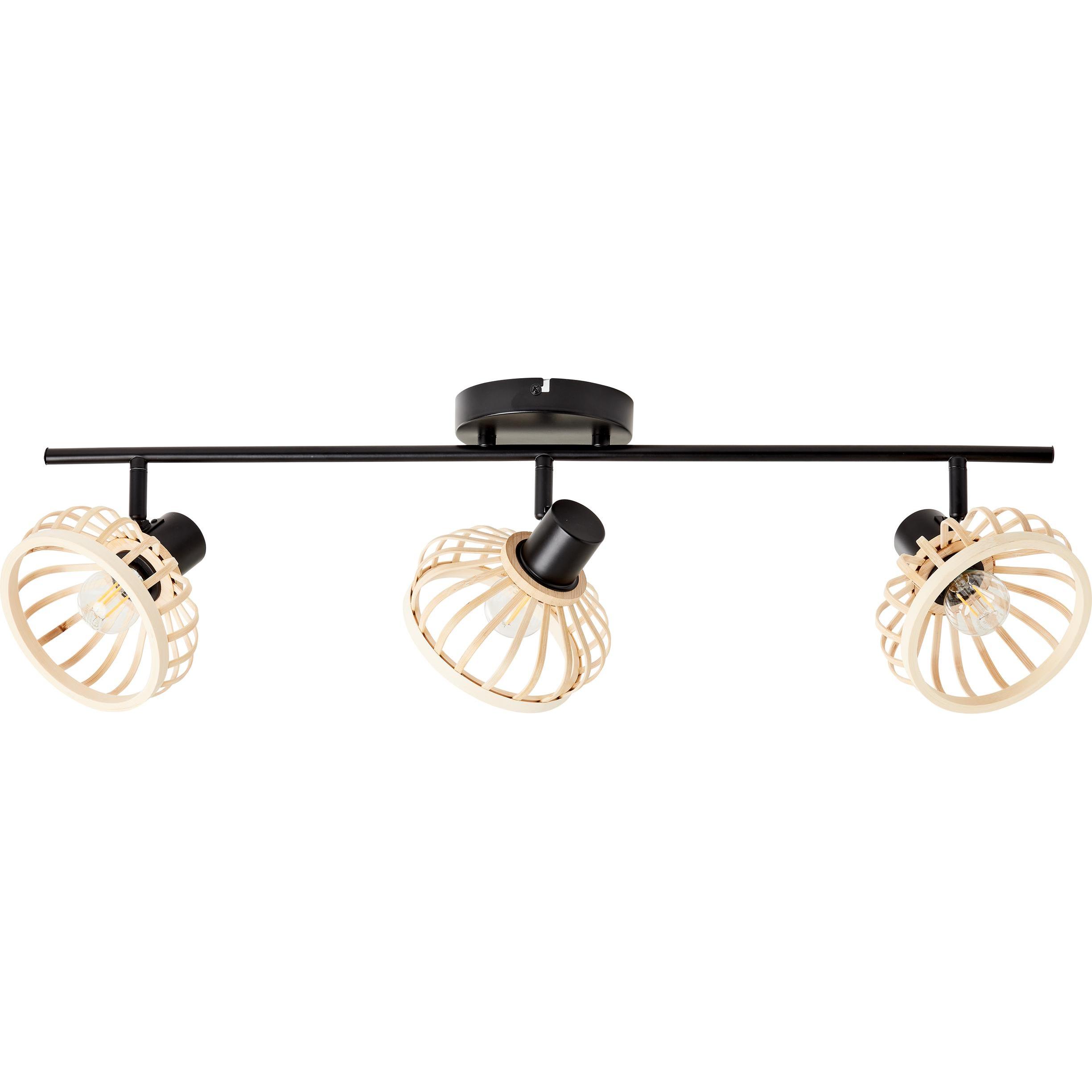 Brilliant, Pendelleuchte, Norah Spotbalken 3flg. holz hell/schwarz (E14)