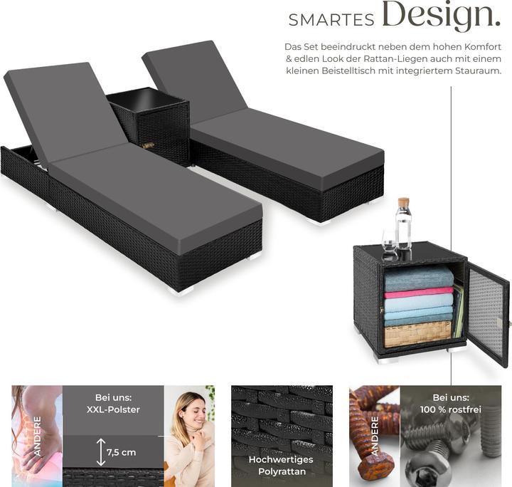 Actual product image tectake 2 sunbeds (184 cm)