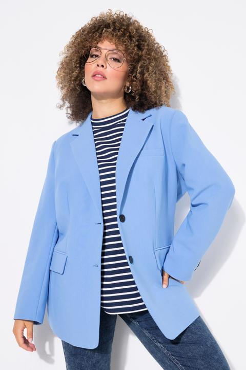 Image du produit Ulla Popken Blazer oversized avec col à revers, fermeture boutonnée (58, 60)