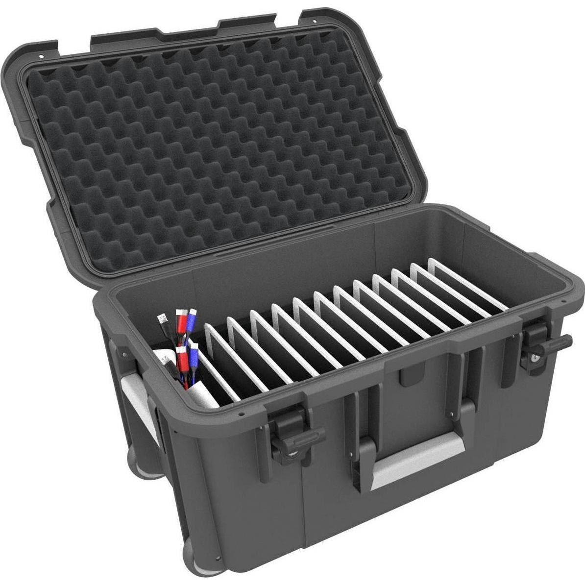 Feldherr Custodia trolley per 12 tablet in custodie XL con scomparti per gli accessori (Materiale sintetico, Schiuma solida)