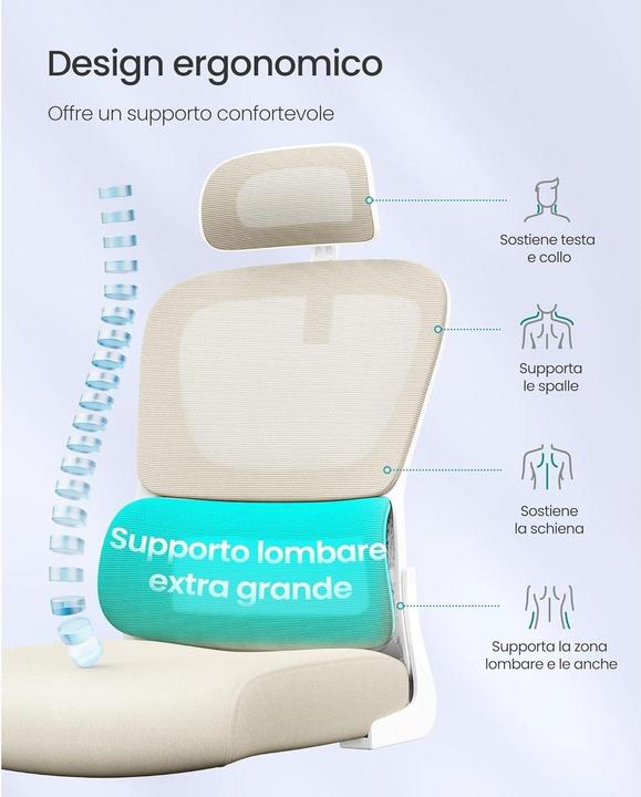 Image du produit Songmics Bürostuhl mit Armlehnen Beige