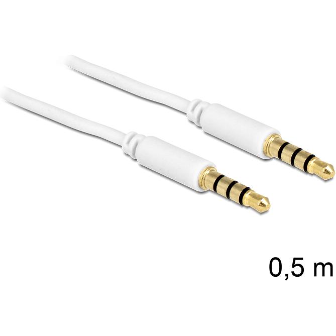 Delock Kabel Klinke 4 Pin Stecker > Stecker (0.50 m, 3.5mm Klinke (AUX)), Audio Kabel