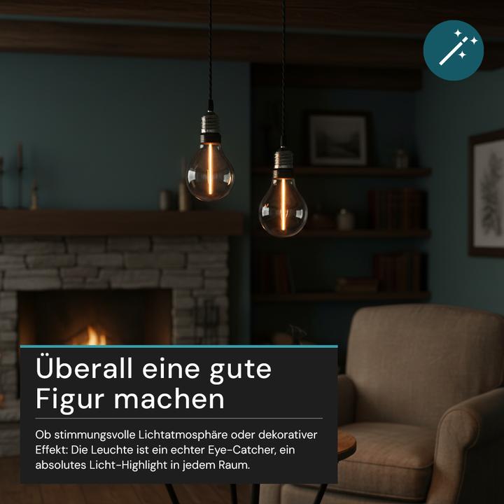 Produktbild Luxula LED-Filament-Lampe, Line Smoke, E27, 2W, 40lm, 1800K (E27, 40 lm, 1x)