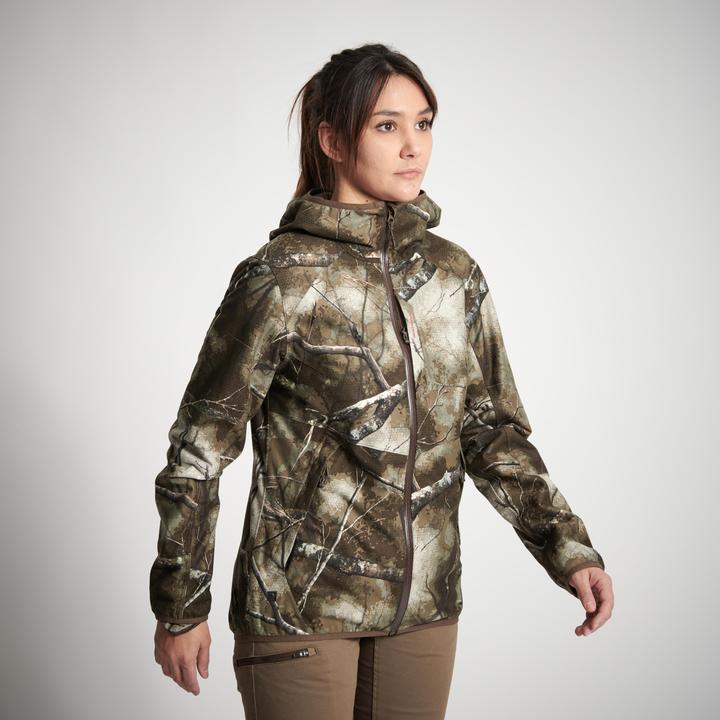 Actual product image Solognac Hunting jacket rain jacket 500 ladies low noise camouflage (34)