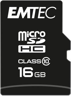 Image du produit Emtec Carte MicroSD SDHC CL.10 avec adaptateur (16 Go, microSDHC, U1, UHS-I)