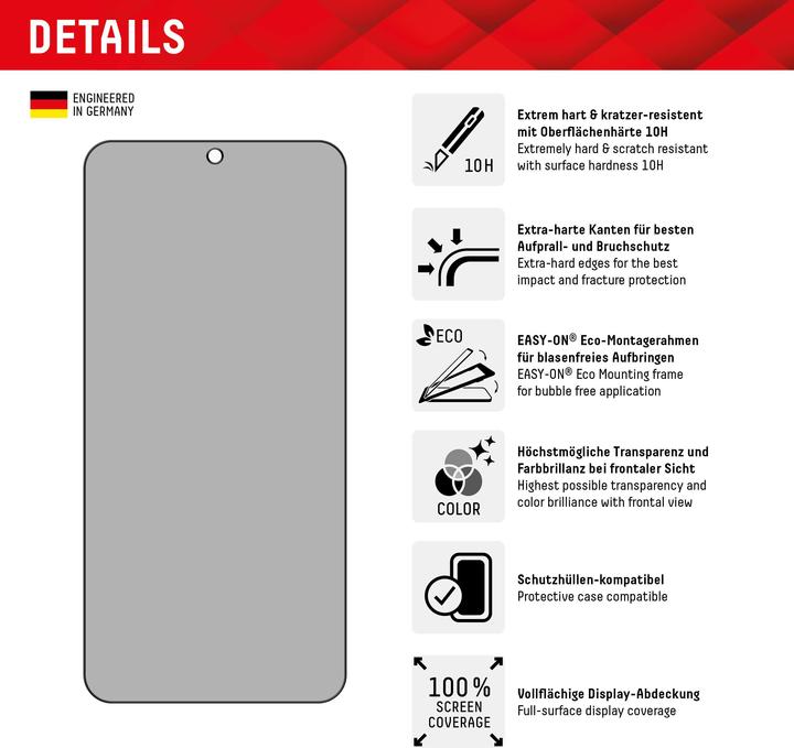 Produktbild Displex Real Glass, Privacy Full Cover Panzerglas (1 Stück, Samsung Galaxy S24, Samsung Galaxy S25)