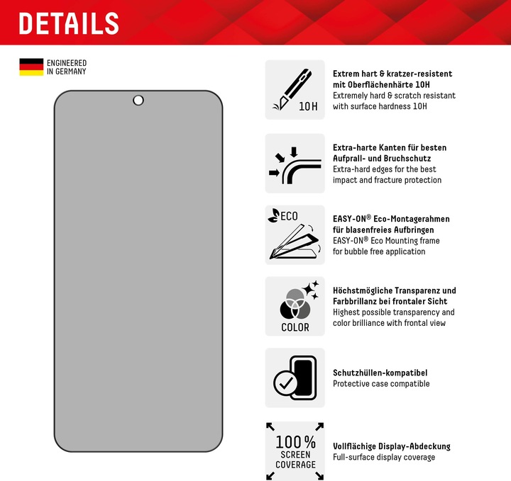 Productafbeelding Displex Real Glass, Privacy Full Cover Panzerglas (1 Stuk, Samsung Galaxy S24, Samsung Galaxy S25)