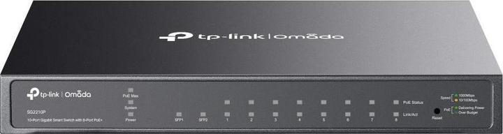 Produktbild TP-Link 10-Port Gigabit Smart Switch mit 8x PoE+, lüfterlos, Omada Cloud (10 Ports)