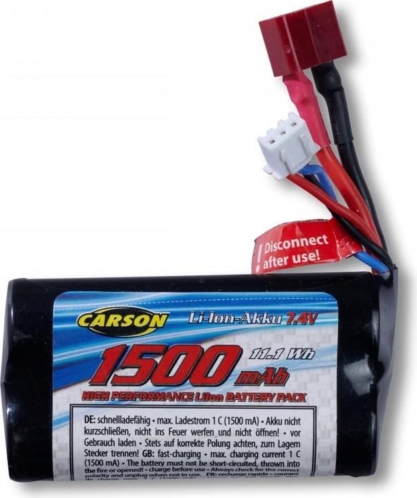 Produktbild Carson 7,4V/1500mAh Akku Li-Ion T-Plug XS-Line (7.40 V, 1500 mAh)