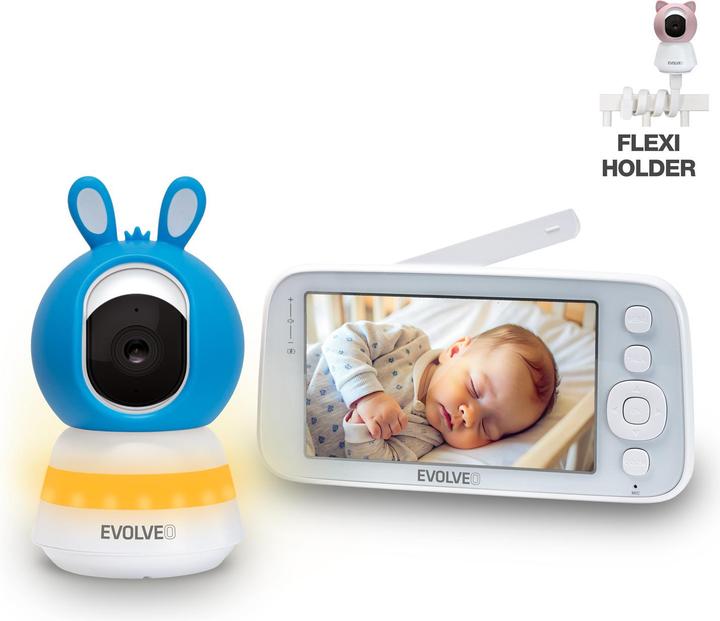 Evolveo Baby Monitor N5 - Set videochůvičky s 360° dohledem, obousměrnou komunikací a ukolébavkami (1920 x 1080 Pixels)