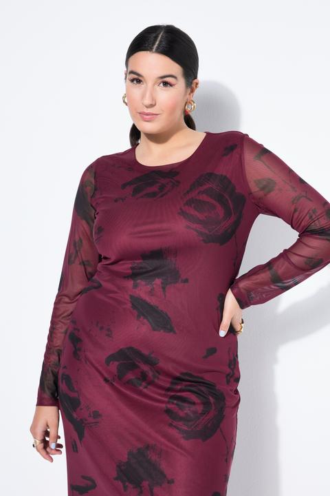 Produktbild Studio Untold Maxikleid, Slim Shape, Mesh mit Motiv, Langarm (46)