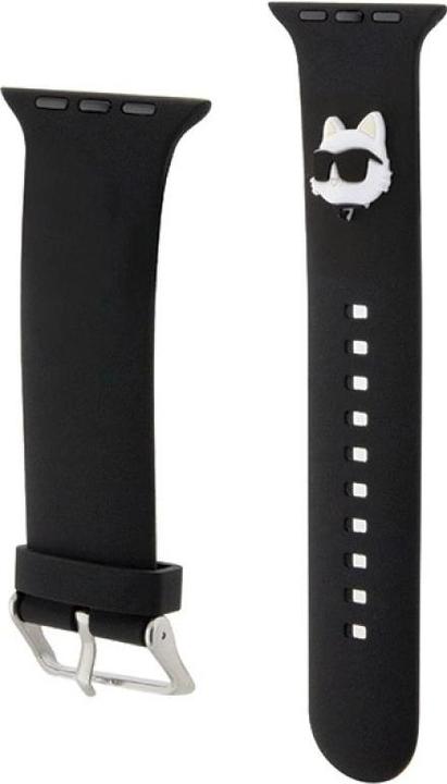 Actual product image Karl Lagerfeld Pasek KLAWMSLCNK Apple Watch 38/40/41mm czarny/black strap 3D Rubber Choupette Heads (38 mm, 40 mm, 41 mm, Silicone, Steel)