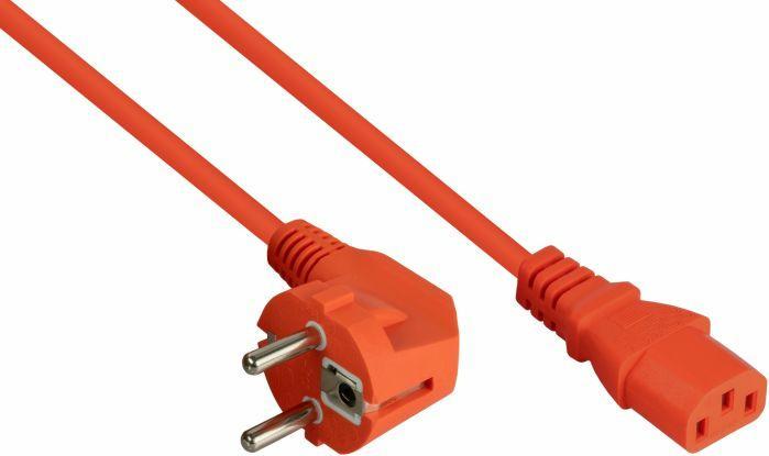 Actual product image Kabelmeister Mains cable earthing contact plug type E+F (90° thread) to IEC socket C13, orange, 1 (10 m)