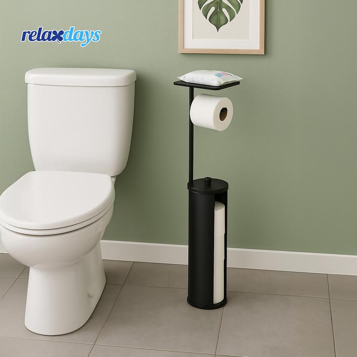 Actual product image Relaxdays WC Rollenhalter Metall mit Ablage