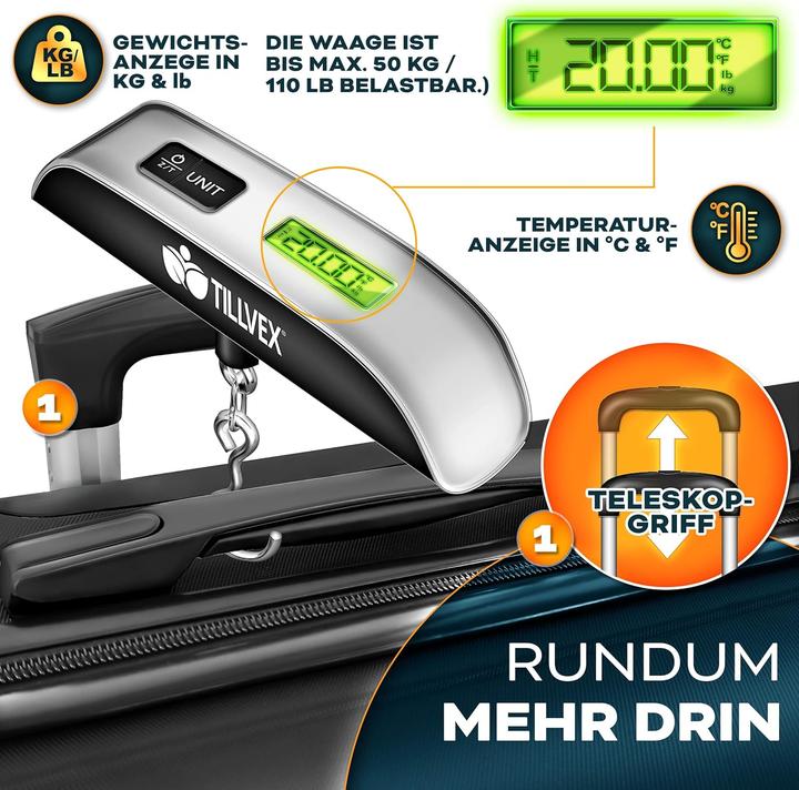 Actual product image Tillvex Reisekoffer-Set mit Gepäckwaage und TSA-Schloss (3-teilig)