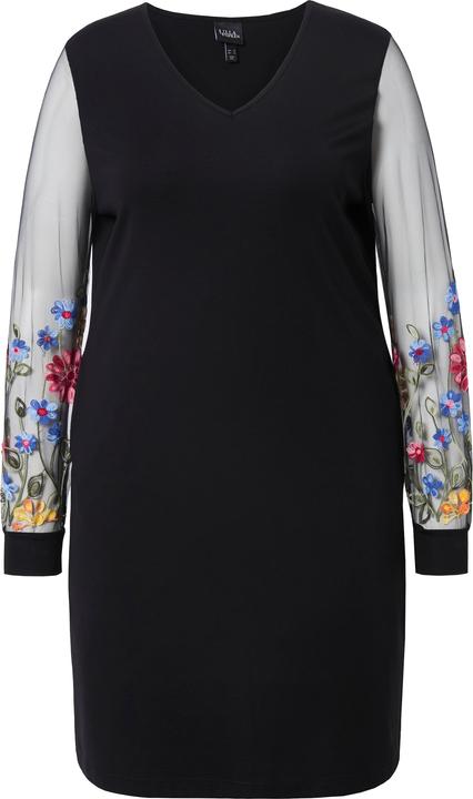 Produktbild Miamoda Jerseykleid, A-Linie, bestickter Mesh-Langarm (50)