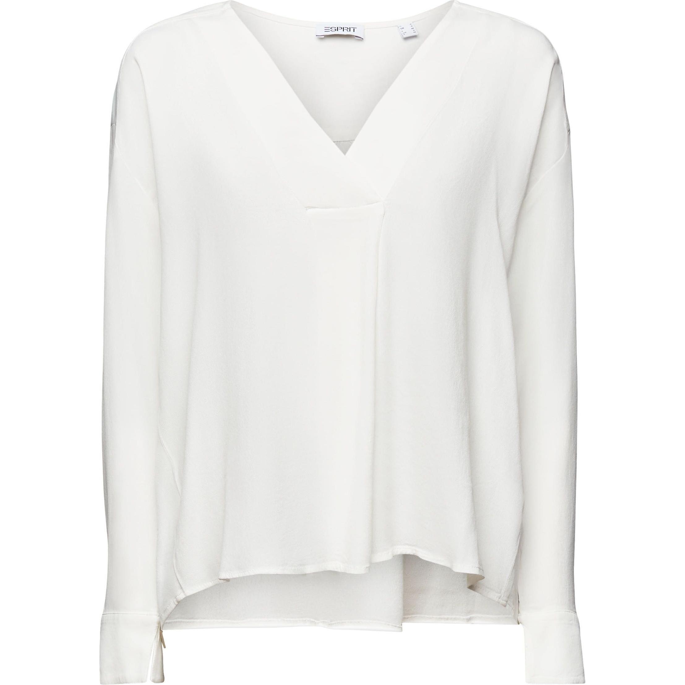 Esprit, Damen, Bluse, bluse mit v-ausschnitt, Weiss, (XS)