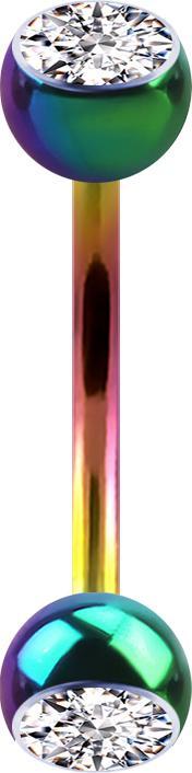 Actual product image Star Piercing Micro Banane farbig mit zwei Kugeln und Kristall silber (without brass, Titanium)