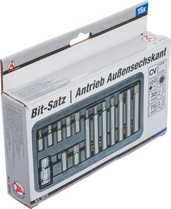 Produktbild BGS Bit-Satz Antrieb Aussensechskant 10 mm (3/8") Innensechskant 15-tlg. (10mm)