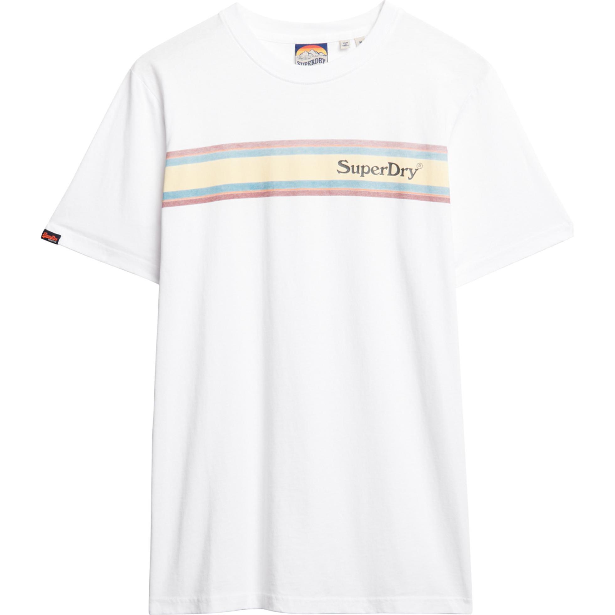 Superdry, Herren, Shirt, Lässiges Venue T-Shirt mit Streifen und Logo, Weiss, (L)
