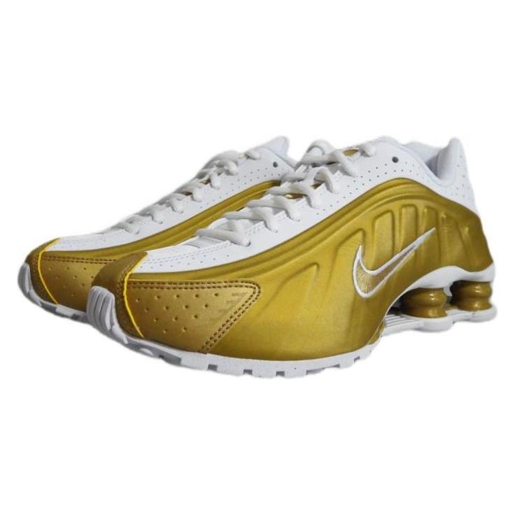 Nike, Jungen, Sneakers, Shox R4 Metallic Gold White (Gs) Sports Shoes - CW2626-700, Gold, Weiss, (38.5)
