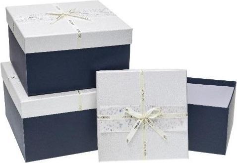 Actual product image Teka Geschenkbox mit Schleife, 3 Stück, Rosette marineblau (Gift box, 3 x)
