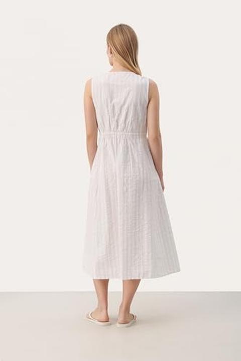 Image du produit Part Two Robe mi-mollet ajustement régulier à rayures blanches (40)