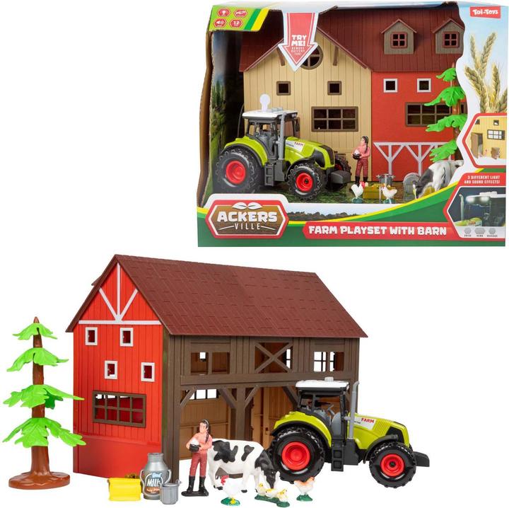 Actual product image Toi-Toys Ackersville Bauernhof mit Traktor, Licht und Sound-Spielset, 12-tlg.
