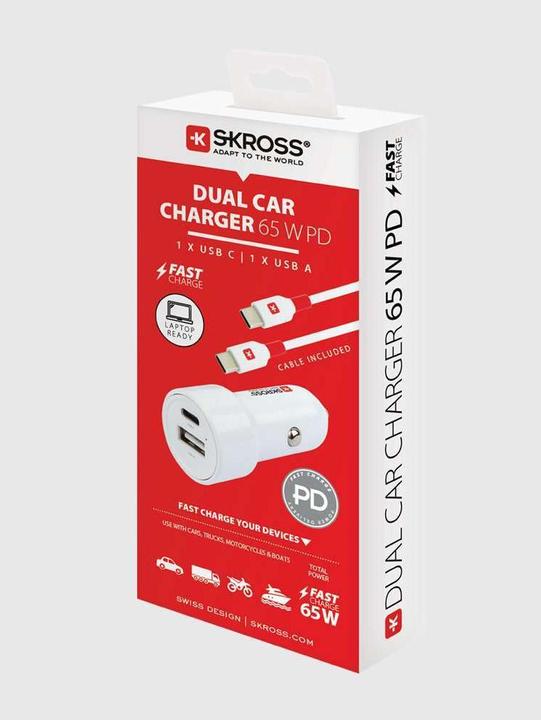 Image du produit Peter Jäckel SKROSS Chargeur de voiture double USB PD 65W blanc