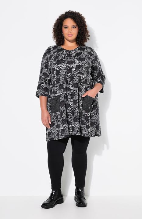 Produktbild Ulla Popken Longshirt, A-Linie, Blumendruck, 3/4-Ärmel (56)