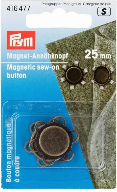 Actual product image Prym Magnetic sew-on button 25 mm antique brass
