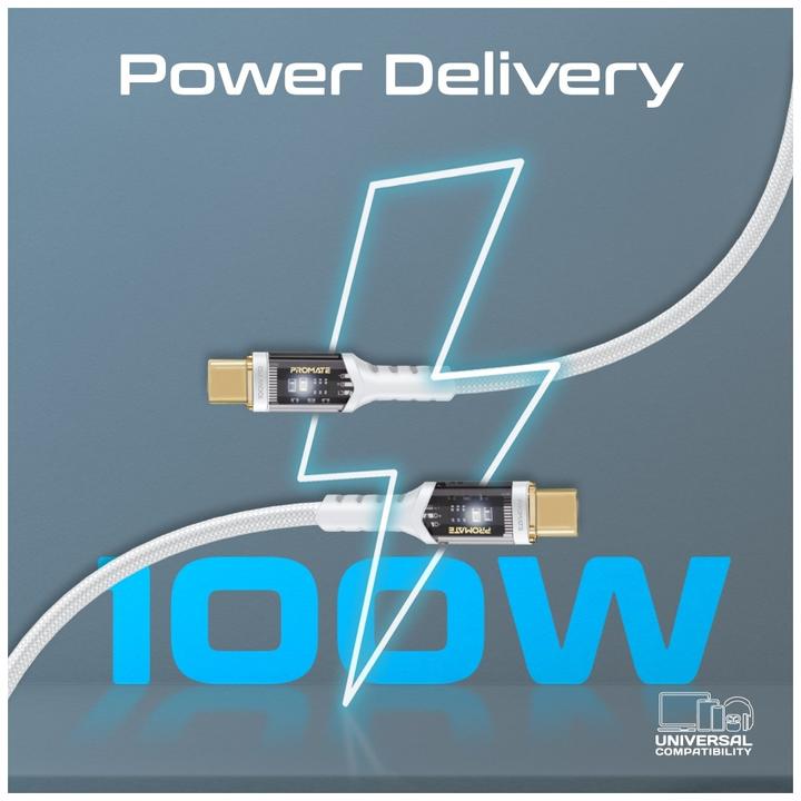 Image du produit ProMate LucidLine-CC120 blanc Câble USB-C (1.20 m, USB 2.0, 100 W)